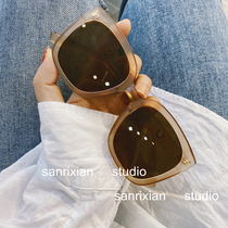 Korean tide jennie same frosted tea sun glasses big frame square sunglasses female retro jelly color polarizer