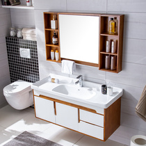 Bathroom simple modern oak bathroom cabinet combination washbasin face pool bathroom solid wood sink floor-to-ceiling