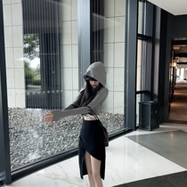 JoyingFeng (tall imperial sister) black sexy irregular skirt long summer split small man