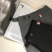 JoyingFeng short skirt female skirt high waist thin pleated skirt Gray black wild a-line skirt