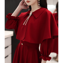 Toast dress bride 2021 new pregnant women wine red can usually wear engagement dress wedding temperament dress female