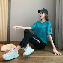 European Station Big Code Sports Suit Women Summer Thin 2022 New casual Fashion Running short sleeves Two sets
