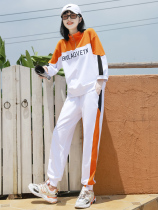 European Station Sports Suit Women Big Code 2022 Summer Autumn New Loose Middle Sleeve Sweatshirt Casual Fashion Two Sets