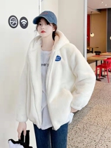 European Station Ferret Jacket Woman Autumn Winter 2022 New Loose thickened with long fur coat large code blouses