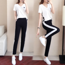 European Station White Sports Suit Women Summer Big Code Loose 2022 New Thin Fashion Casual Short Sleeves Two Sets