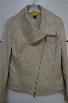 St J female spring apricots color short collection waist asymmetrical long sleeves short jacket zipped cardiovert Moto jacket kshirt