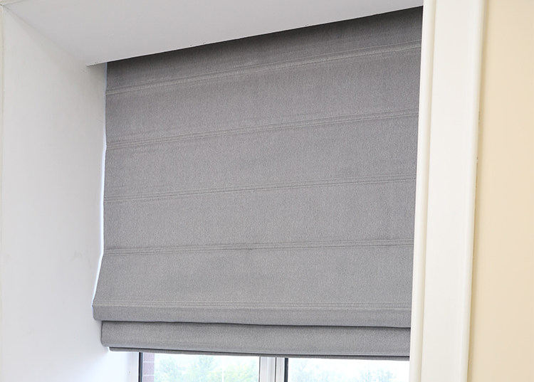 杭州遮光手拉棉麻素色双层布定做升降罗马帘卷帘简约书房客厅窗帘