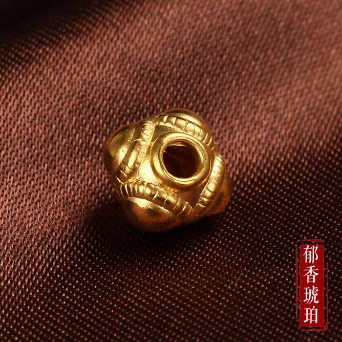 3d硬金/软金 黄金隔珠散珠 纯金法器计数蜻蜓眼圆珠 吊坠郁香琥珀
