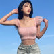 #Sisjuly# pink and tender girl super cute lace lace flying sleeves knitted small sling female all-match thin #Sisjuly# pink and tender girl super cute lace lace flying sleeves knitted small sling female all-match thin