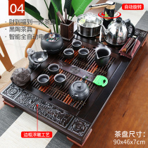 Fully automatic Kung Fu tea set for home use solid wood pear wood black sandalwood tea plate home with golden stove K9 electrical appliance