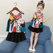 Girls' Summer Costume 2023 New Fashionable Suite Girls Summer Ocean Gas Children's Clothes Two Thin Packets Snow Spinning