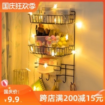 Bedside hanging basket non-perforated wall Wall student dormitory artifact wall storage shelf bedroom storage makeup rack
