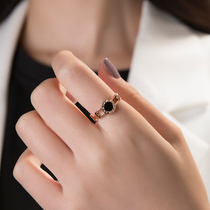 Black rose gold large size ring female fat mm index finger high sense thick fat hand large size does not fade temperament ins tide