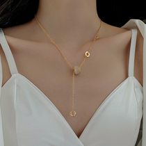 Cat Eye Stone Small Bruise Waist Necklace 2021 New female advanced design sensation Little crowdsourced extravagant red titanium steel does not fall off color