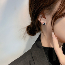 Black Earrings 2021 New Tide Triangle Earrings Woman Autumn Winter Rose Gold Small Pure Silver Earrings Superior Sensation