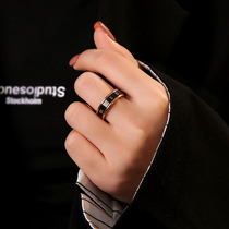 European and American wind forefinger black ring female ins Chains Not Falling fashion High sense finger ring net red personality Hins wind