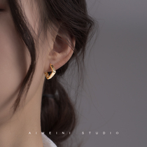 Square Earrings 2021 New Tide Gold Earrings Earrings Buttoned Round Face Ear Accessories Temperament Advanced Atmospheric Web Redburst