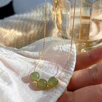 Hetian Yu Road Necklace female summer light luxury 18 k gold and pure silver chain senior sense 2022 new models