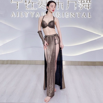 Zuo Han Menglu belly dance performance costume 2021 summer new heavy industry coffee sequins sexy suit oriental