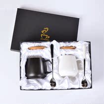 Nordic creative mug with lid with spoon Personality creative trend water cup for male and female students Simple and good-looking cup