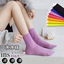 Socks womens mid-tube socks summer velvet ice ice socks thin trendy pile socks cute Japanese long tube