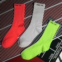 Fluorescent green socks womens high tube autumn thin Street sports style letter socks mens and womens trend sports socks