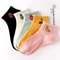 5 pairs of socks womens socks Korean version of college style girls shallow mouth boat socks four seasons Harajuku wind mid-tube socks animal cartoon