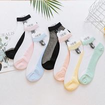 Crystal stockings children lace socks cotton bottom breathable non-slip Ice Silk yoga spring and summer glass thin fashion