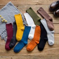 Summer Japanese stockings childrens piles of socks Joker mid-cylinder Korean Academy style personality tide long tube thin double needle vertical stripes