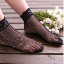 2 pairs of summer stockings women socks lace lace mesh socks breathable black hollow short fishing summer mesh