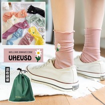 Spring and summer socks womens Korean tube stockings womens summer thin lolita Japanese style small daisy student pile socks