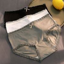 1-3 Japanese ice silk underwear young lady sexy girl Middle waist antibacterial summer thin breathable triangle shorts