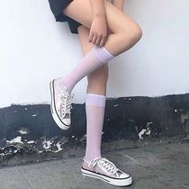 White stockings childrens summer thin white stockings Japanese Korean autumn and winter Harajuku calf socks velvet stitching