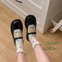 Cute soft sister socks lolita wind wooden ear socks strawberry flavor girl flower summer mesh thin mid-tube socks