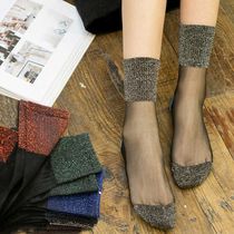 5 pairs of cotton bottom stockings glass stockings female crystal silk gold and silver silk ice stockings summer thin anti-hook socks