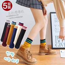 5 pairs of piles of socks womens spring and summer stockings childrens socks Korean style stockings tide Harajuku Korean style
