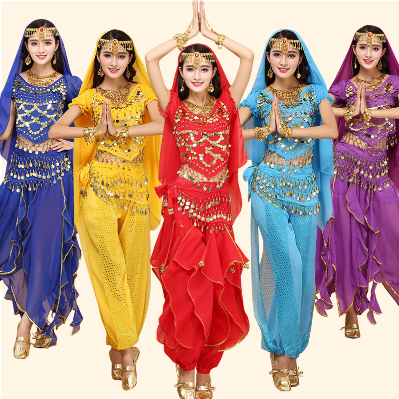 Indian clothing female dance show clothing, Zhu girl belly dance adult Indian dance show long sleeve suit