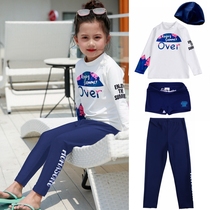 Childrens swimsuit Womens split quick-drying 2021 summer long-sleeved sunscreen childrens casual surf suit Small boy swimsuit