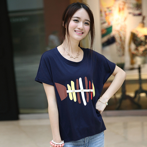 2015夏韩版短袖t恤女宽松学生显瘦夏季女装印花