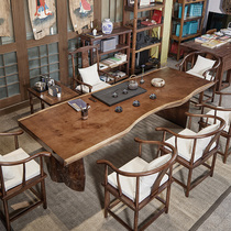 Solid Wood tea table and chair combination simple modern tea table coffee table office tea table drinking tea Kung Fu Big Board tea table