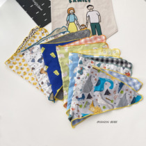 South Korea imported spring and autumn cartoon personality three scarf double-sided cotton large male and female baby childrens saliva towel bib