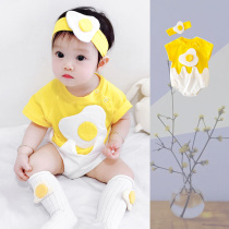 Baby jumpsuit summer baby wearing fashion poached egg triangle bag fart shirt jumpsuit jumpsuit cute baby suit