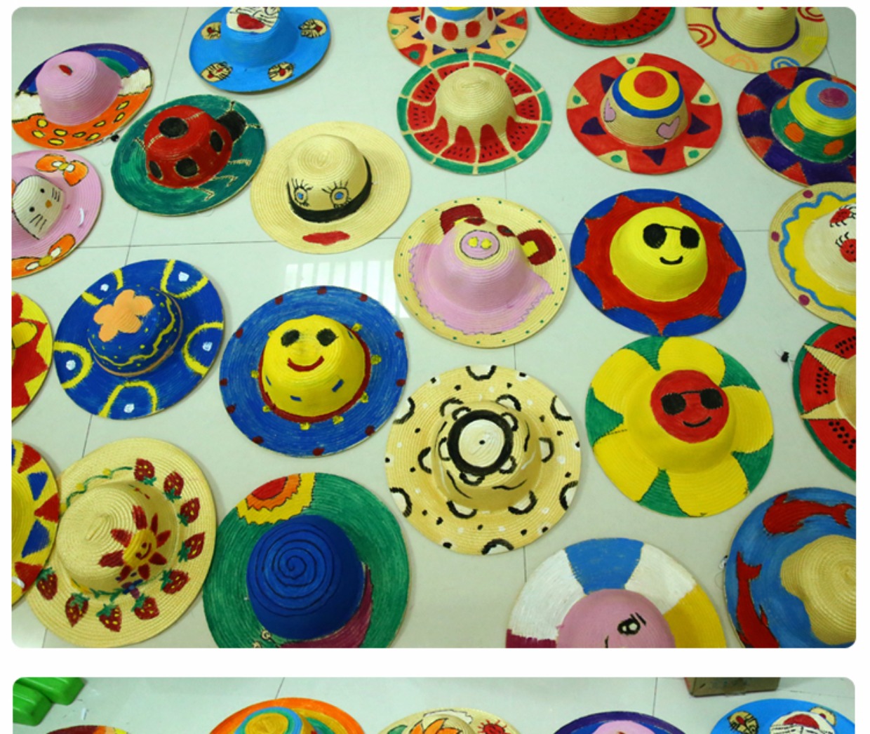 幼儿园绘画草帽diy墙面布置装饰创意美术材料画画涂鸦草编