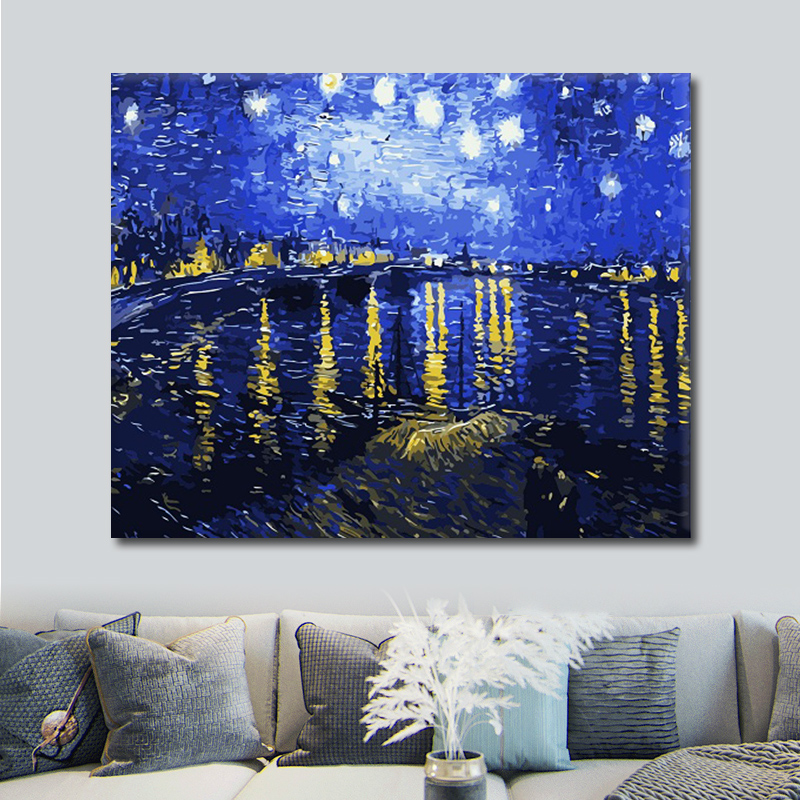 数字油画风景油画手绘画画diy填充填色成人解压油彩画倫敦塔橋