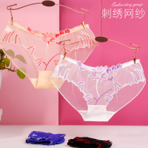 Panties female lace sexy and hot low waist seamless embroidery charming perspective breathable ultra-thin new large size briefs