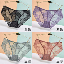 Panties feminine charming lace low waist seamless ultra-thin comfortable and breathable temptation summer thin nude briefs
