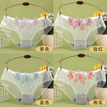 Panties female summer Korean version of comfortable seamless low waist transparent sexy simple girl student mesh embroidery briefs