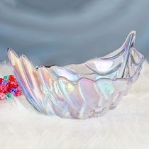 Export Creative Phnom Penh Rainbow Feather Glass Bowl Salad Bowl Alien Large Fruit Dessert Bowl Decoration Net Red Bowl