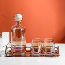 Nordic light luxury creative cold kettle water Cup household tray set glass water bottle