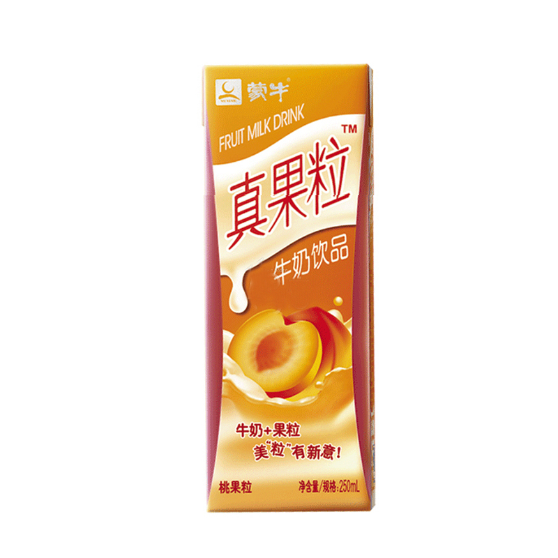 【悦广聚食品专营店】蒙牛真果粒牛奶饮品黄桃果粒250ml x12盒